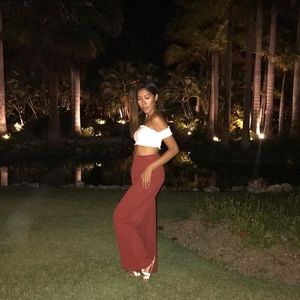 BURNT ORANGE FLOWY TROUSERS